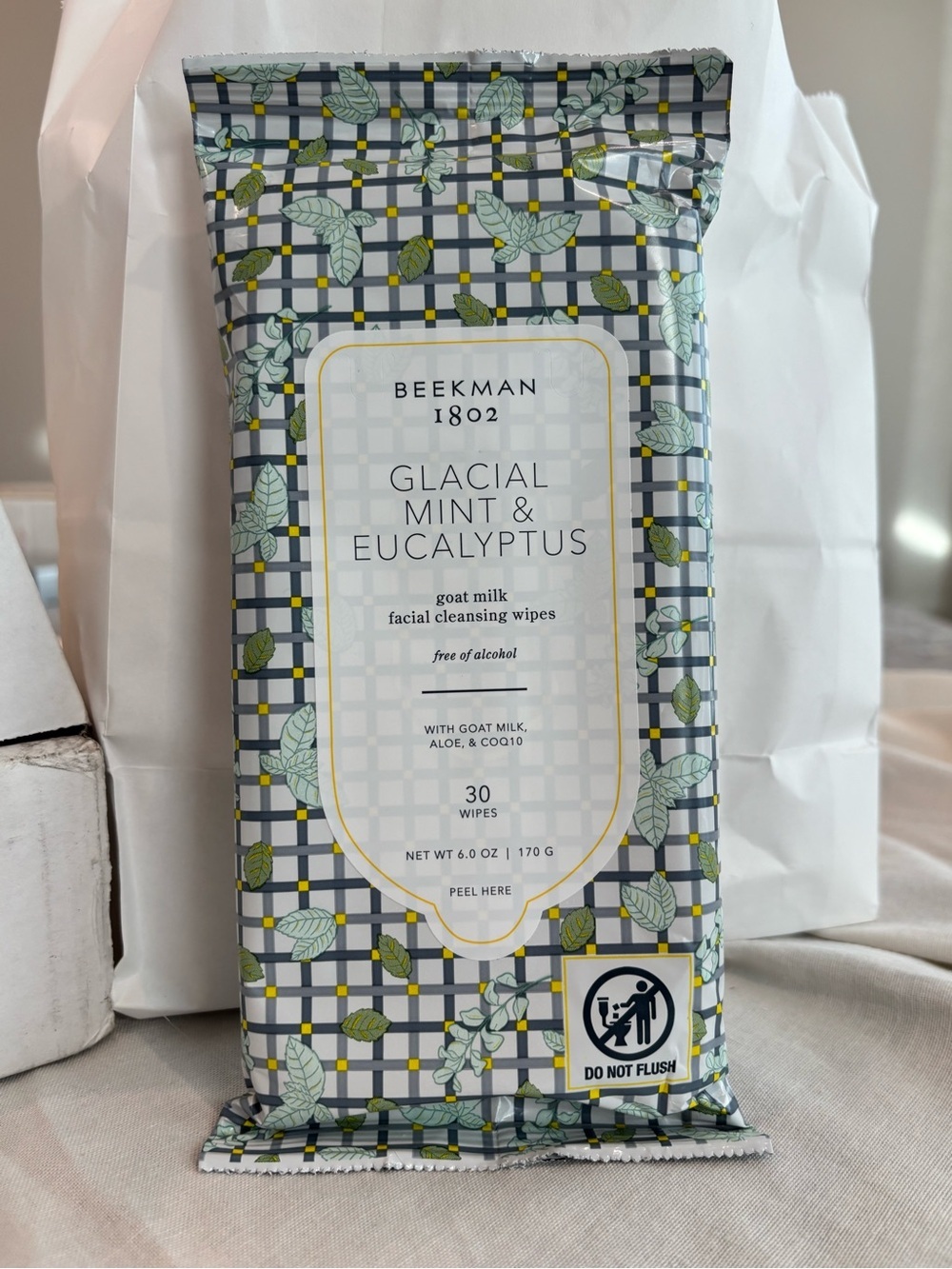 Beekman 1802 Glacial Mint & Eucalyptus Goat Milk Wipes 30 Ct New